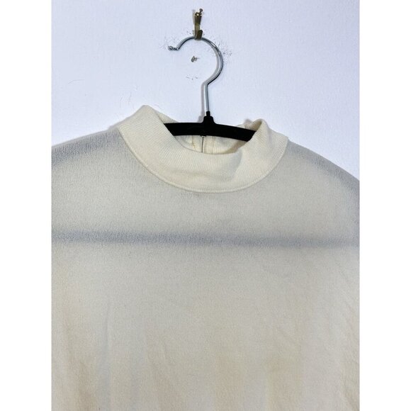 Vintage 50s Union Tag Cream Mock neck Blouse Shirt Small/ Medium P5‎ Semi Sheer - Picture 4 of 9